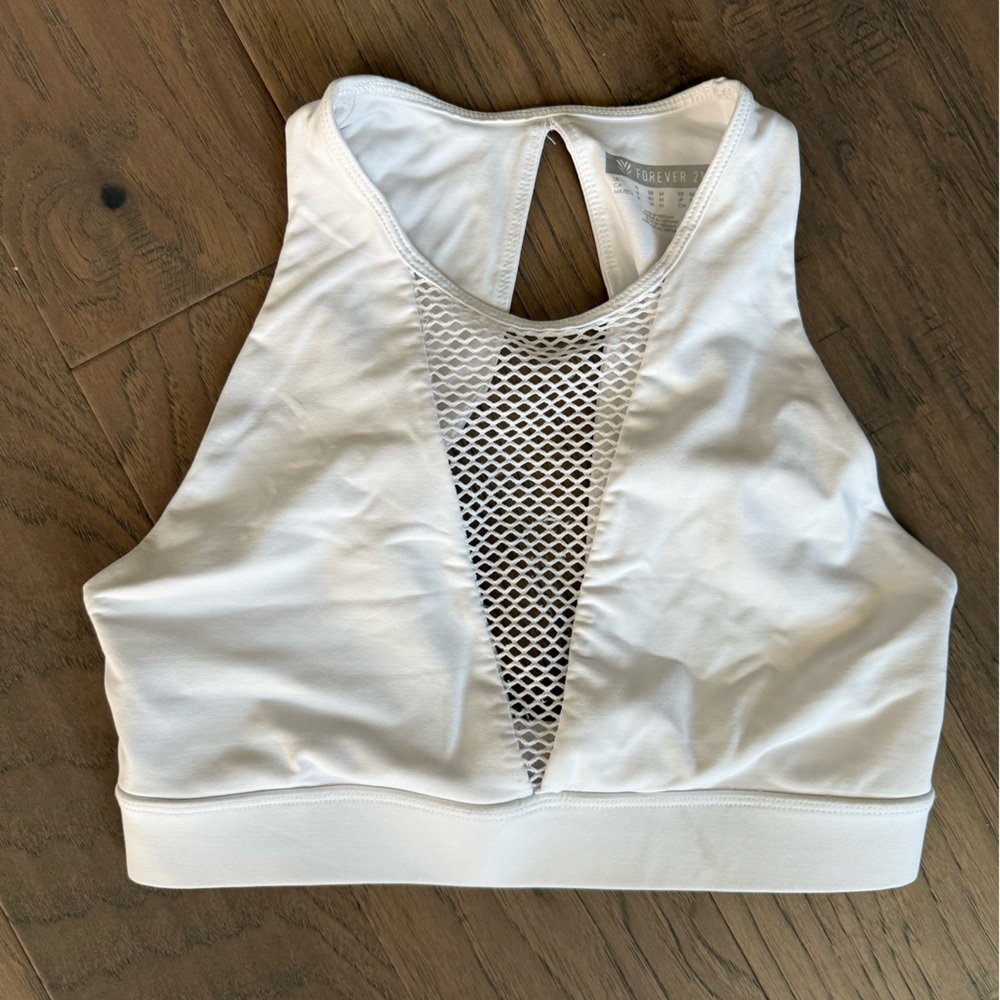 Forever 21 white Mesh Detail Sports top Bra m